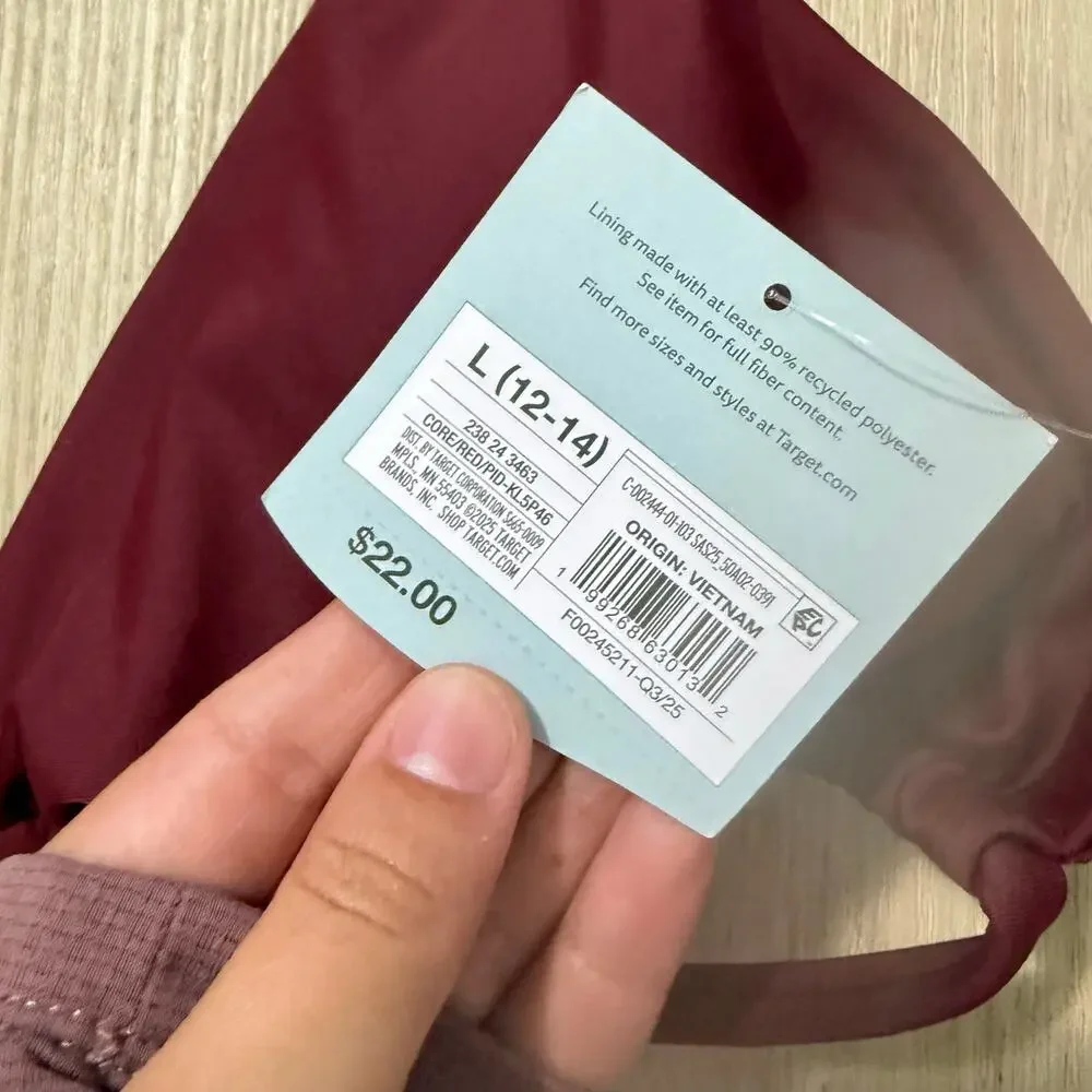 NWT Shade & Shore Triangle Bikini Top Basic Beach Vacation Burgundy Size Large